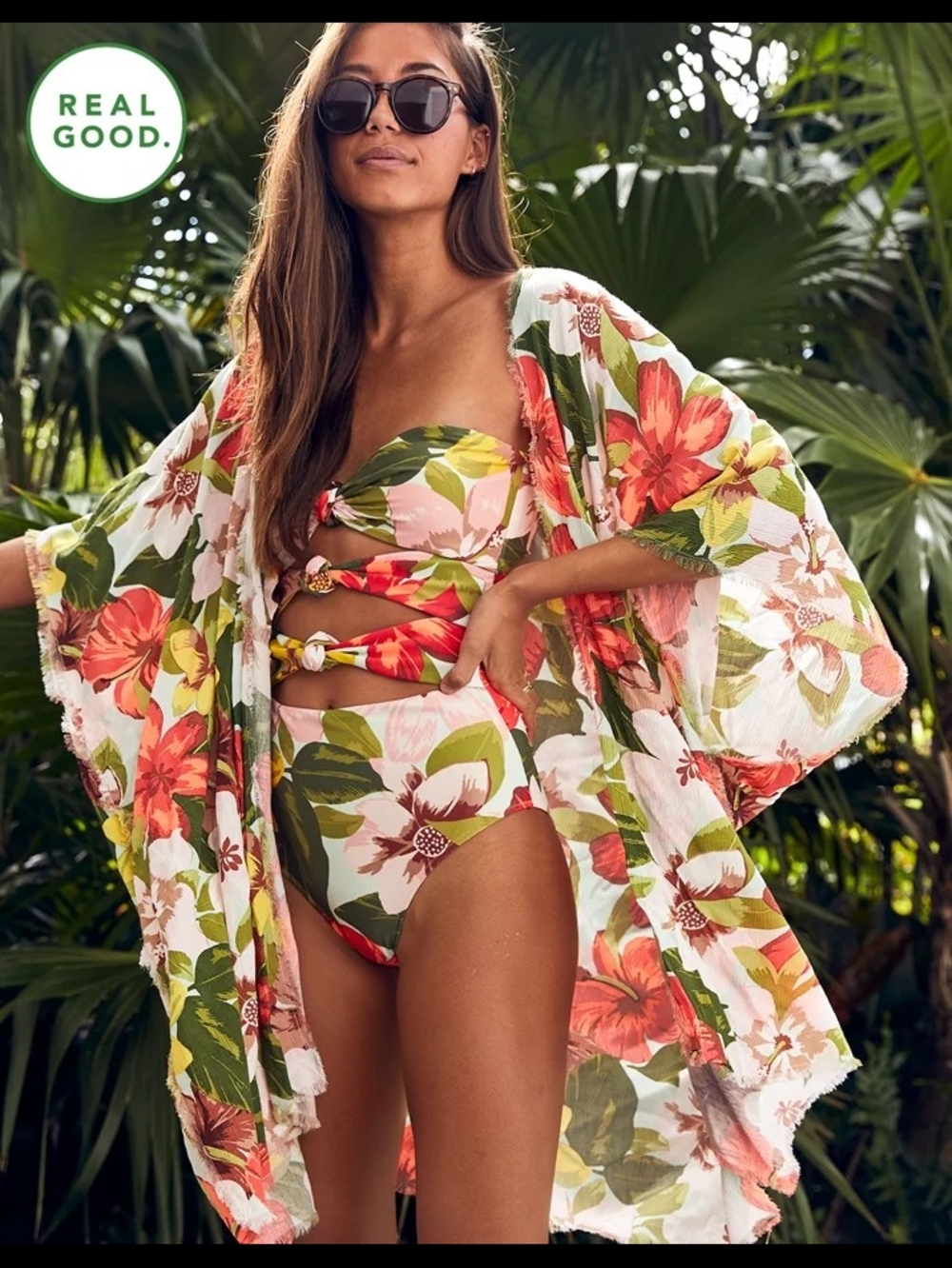 Aerie Triple Knot Floral One Piece Swimsuit